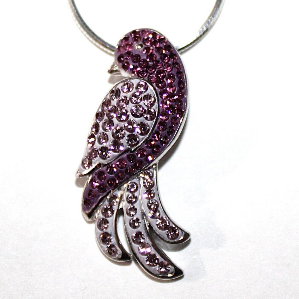 Sterling Silver Crystal Paste Bird Necklace 8 Grams